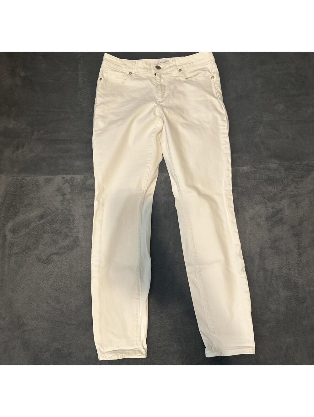 Ann Taylor LOFT White Curvy Skinny Straight Jeans Women's 6/28. Pleated